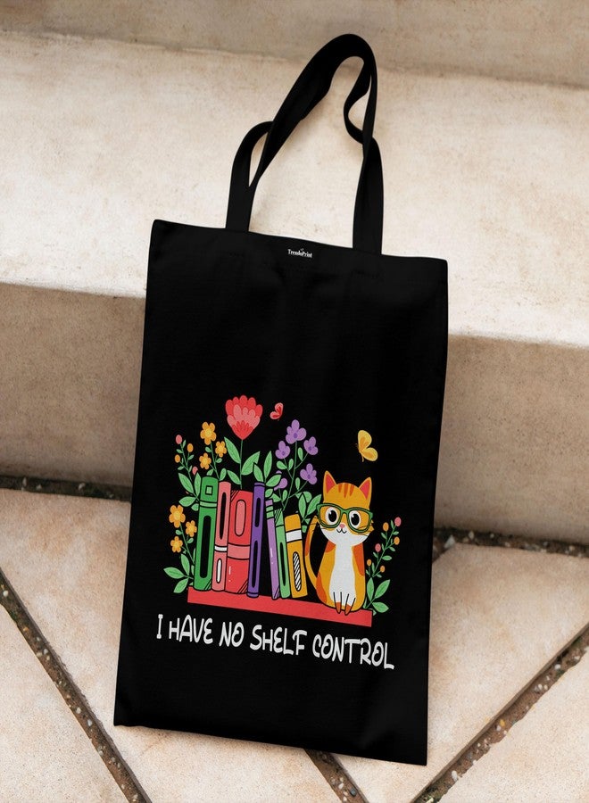 TrendoPrint Eco-Friendly Printed Black Tote Bag 14 x 16 inch with Makeup Pouch for College, Shopping and Travelling (TB68) - Image 2