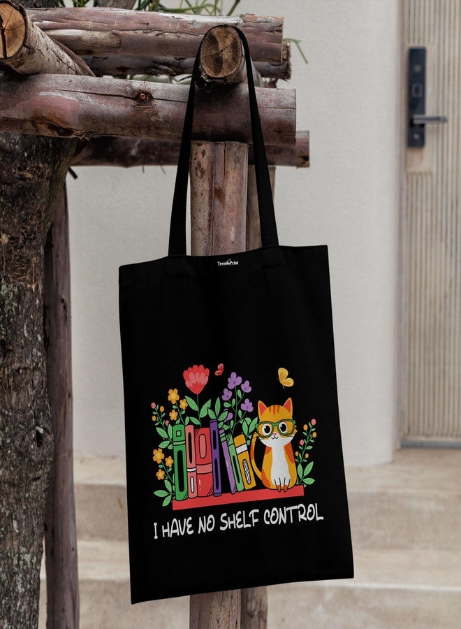 TrendoPrint Eco-Friendly Printed Black Tote Bag 14 x 16 inch with Makeup Pouch for College, Shopping and Travelling (TB68) - Image 4