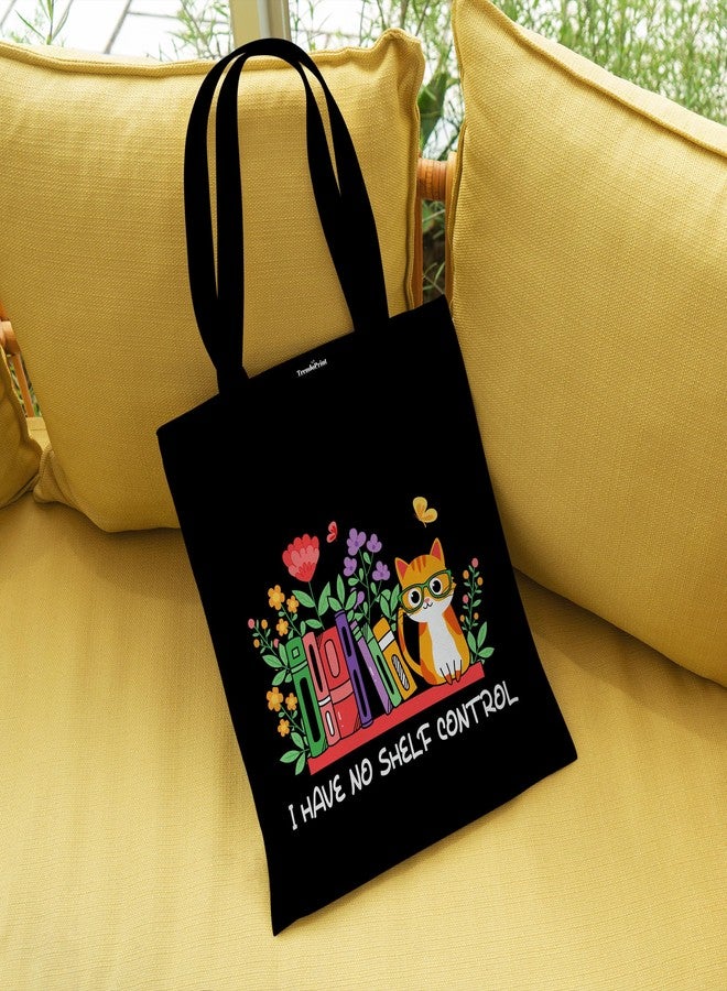 TrendoPrint Eco-Friendly Printed Black Tote Bag 14 x 16 inch with Makeup Pouch for College, Shopping and Travelling (TB68) - Image 3