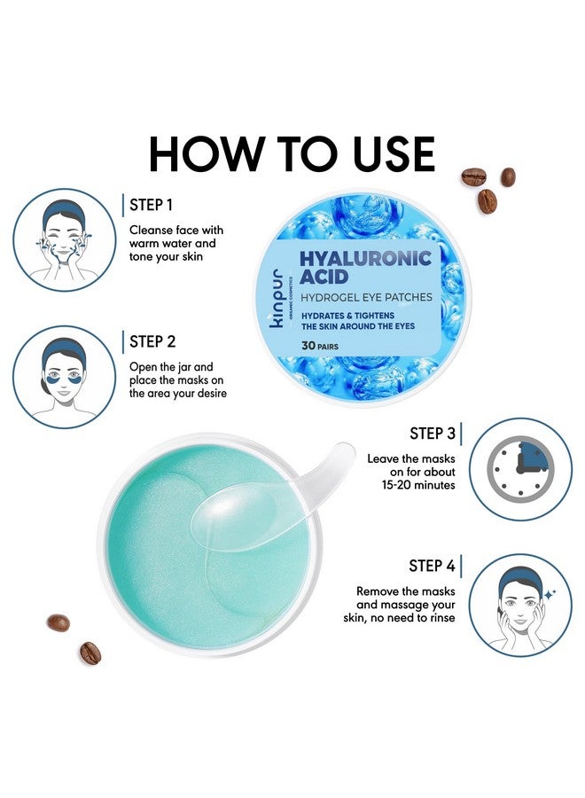 KINPUR ORGANIC COSMETICS Under Eye Patches For Puffy Eyes Hyaluronic Acid And Collagen Under Eye Mask For Eye Bags Dark Circles Fine Lines Deep Skin Moisturizing 30 Pairs American Quality - Image 4