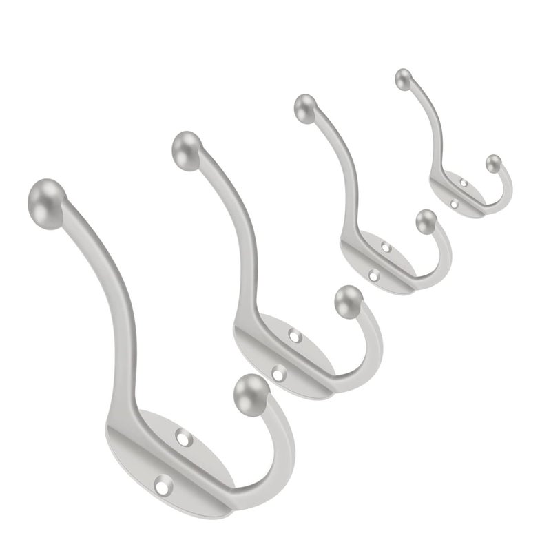 ZEYU Wall Hooks, 10Pcs Coat Hooks Hardware Towel Hooks for Hanging Coats Double No Rust Black Robe Hooks Wall Mounted with Screws for Key, Towel, Bags, Cup, Hat - Image 3
