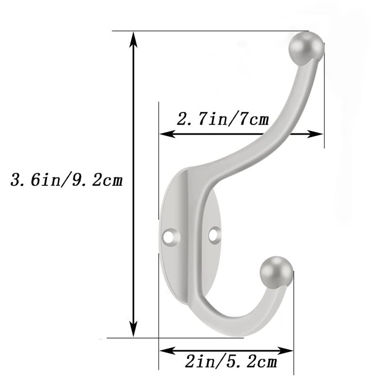 ZEYU Wall Hooks, 10Pcs Coat Hooks Hardware Towel Hooks for Hanging Coats Double No Rust Black Robe Hooks Wall Mounted with Screws for Key, Towel, Bags, Cup, Hat - Image 2