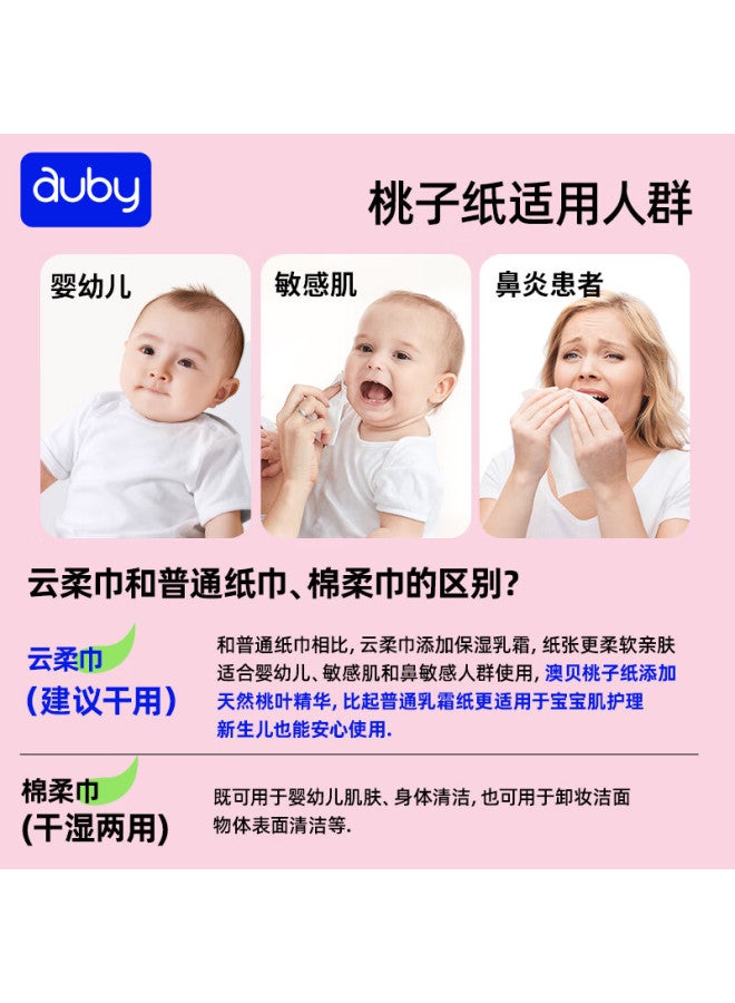 Auby Baby Cloud-soft Wipes, Ultra-soft Facial Tissues For Mothers And Babies, Moisturizing Cream Tissues, Newborn Napkins For Wiping Face And Nose - Image 4
