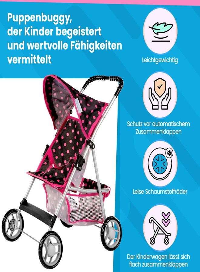 Kinderplay Baby Doll Stroller | Pram for Girls | Umbrella Stroller for Kids - Lightweight Play Carriage for Toddler Ages 2+ Years | Baby Doll Accessories with Storage | 22.05-Inch Handle Height, Model KP0280G - Image 2