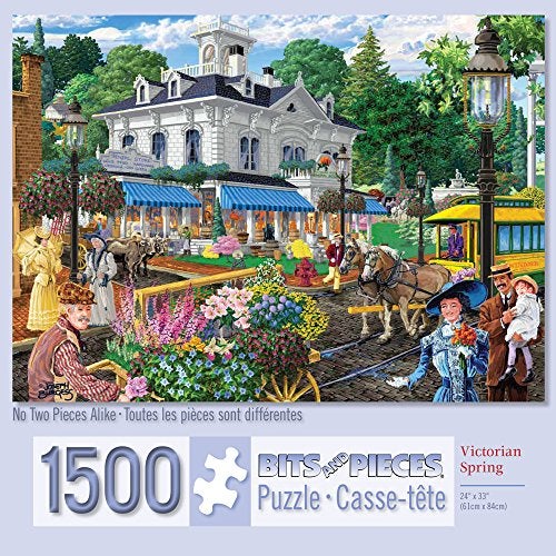 Bits and Pieces - 1500 Piece Jigsaw Puzzle - Victorian Spring, Busy Town Center - by Artist Joseph Burgess - 1500 pc Jigsaw - Image 2
