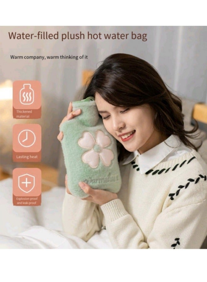 Generic Hot Water Bag PVC Thick Plush Hand Warmer Hot Water Bottle For Pain Relief, Hot And Cold Therapy, Hand And Foot Warmer, Dysmenorrhea Relief, Hot Compress Green  - Image 2