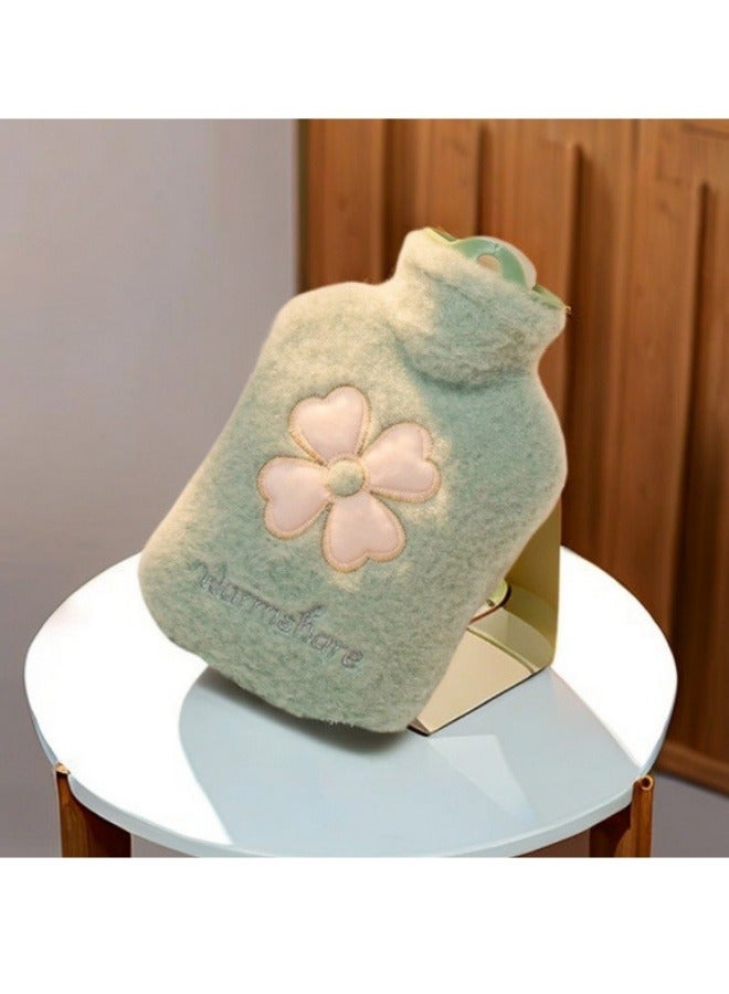 Generic Hot Water Bag PVC Thick Plush Hand Warmer Hot Water Bottle For Pain Relief, Hot And Cold Therapy, Hand And Foot Warmer, Dysmenorrhea Relief, Hot Compress Green  - Image 1