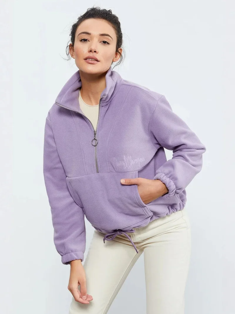 تومي لايف TOMMY Oversized Half-zip Plush Sweatshirt