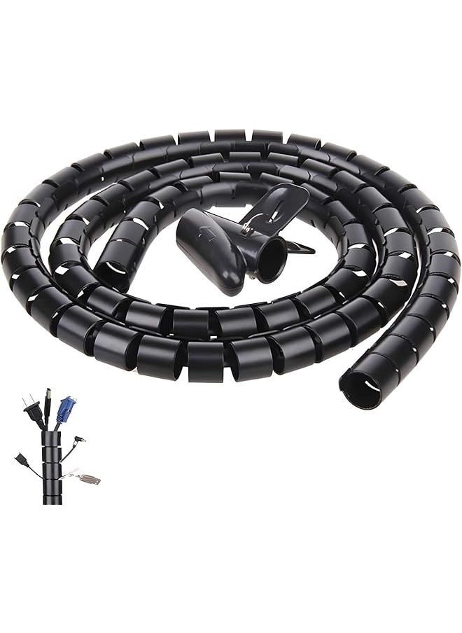 X spring Spiral Wrap Cable 5M Cuttable Flexible Cable Tidy Tube Anti Bite Cable Organizer Network Cable Protection Cover Cord Protector Cable Organizer For Office Computer Tv Cinema  - Image 1