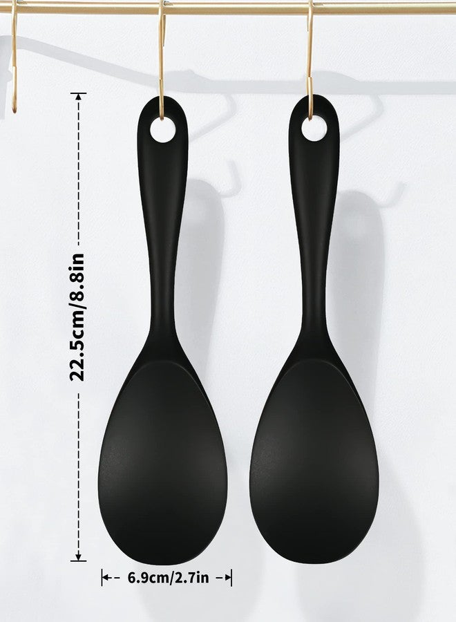 FireKylin 2 Pcs Silicone Rice Paddle,Non Stick Rice Spoon Scooper Spatula,Heat Resistant Rice Cooker Spoon(Black) - Image 4