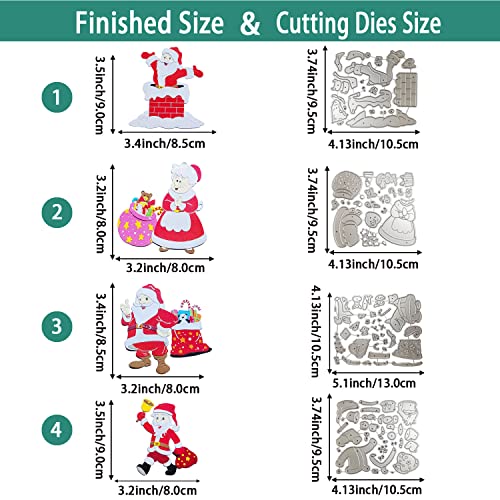 QTOOLS 4 Sets Santa Chimney Christmas Die Cuts for Card Making Mrs Claus Scrapbooking Supplies Dies Embossing Stencil Template Tool for DIY Molds Paper Card Photo Album Craft Decoration - Image 3