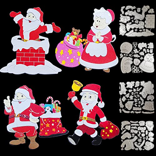 QTOOLS 4 Sets Santa Chimney Christmas Die Cuts for Card Making Mrs Claus Scrapbooking Supplies Dies Embossing Stencil Template Tool for DIY Molds Paper Card Photo Album Craft Decoration - Image 1