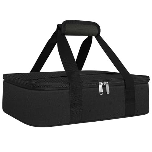 esouler Insulated Casserole Carrier Bag Hot & Cold Food Carrier Bag Lasagna Holder Lunch Bag for Picnics, Parties, Travel, Fits 9 x 13 Inches Casserole Dish-Black - Image 1