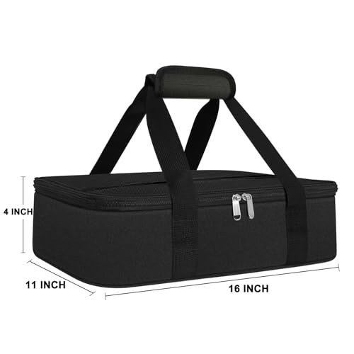 esouler Insulated Casserole Carrier Bag Hot & Cold Food Carrier Bag Lasagna Holder Lunch Bag for Picnics, Parties, Travel, Fits 9 x 13 Inches Casserole Dish-Black - Image 2