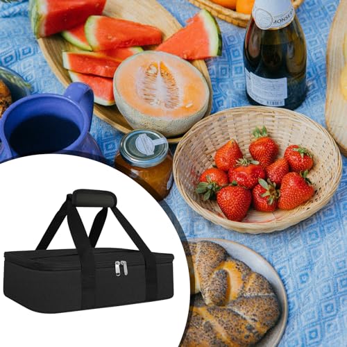 esouler Insulated Casserole Carrier Bag Hot & Cold Food Carrier Bag Lasagna Holder Lunch Bag for Picnics, Parties, Travel, Fits 9 x 13 Inches Casserole Dish-Black - Image 5