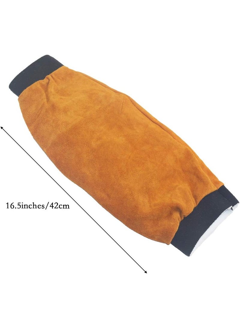 Ru syanl Leather Welding Sleeves Heat Flame Resistant Arm Protection for Welder 42cm Long - Image 4