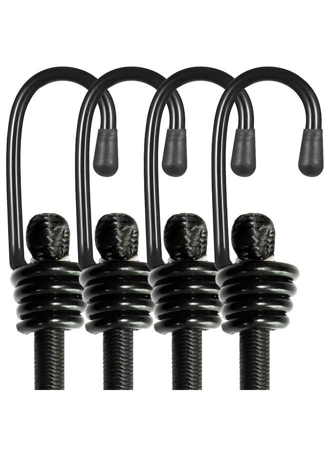 HOMESTAR Bungee Cords with Hooks 2m Long, Heavy Duty Outdoor Elastic Bungee Straps, No Odour Industrial Grade Bungee Rope for Securing Tarps, Luggage, Tents, Bikes or Garden Tidying 80inch 4Pcs (Black) - Image 1