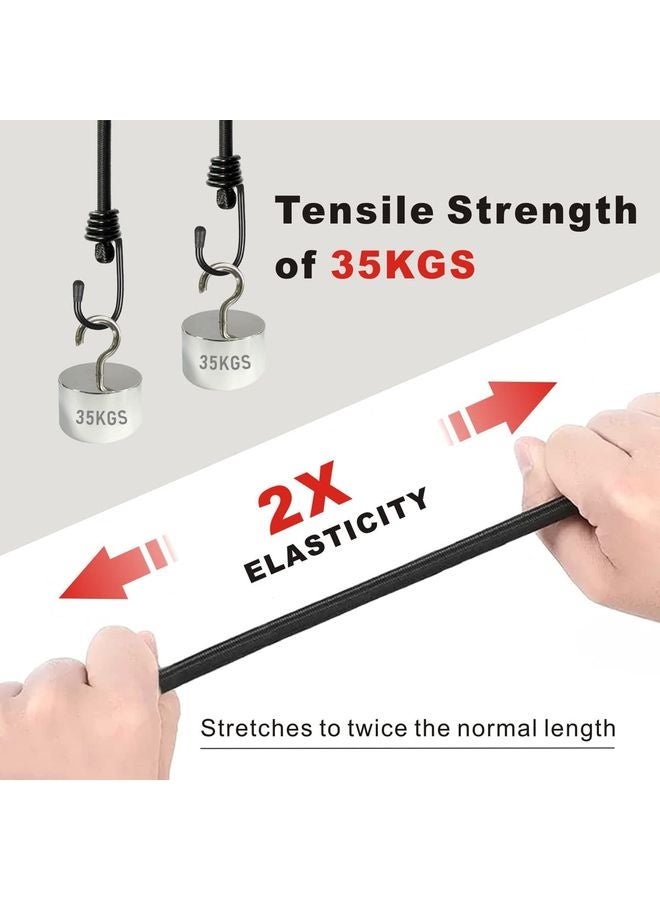 HOMESTAR Bungee Cords with Hooks 2m Long, Heavy Duty Outdoor Elastic Bungee Straps, No Odour Industrial Grade Bungee Rope for Securing Tarps, Luggage, Tents, Bikes or Garden Tidying 80inch 4Pcs (Black) - Image 3
