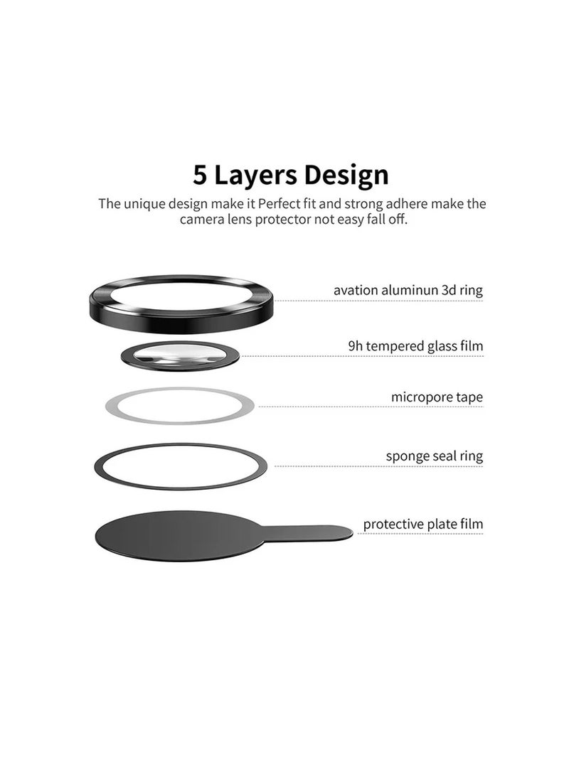 Wtech - Samsung Galaxy S24 FE 5G 2024 Premium Alloy Ring Camera Lens Tempered Glass Protector Shield (MLGITR)  - Black - Image 1