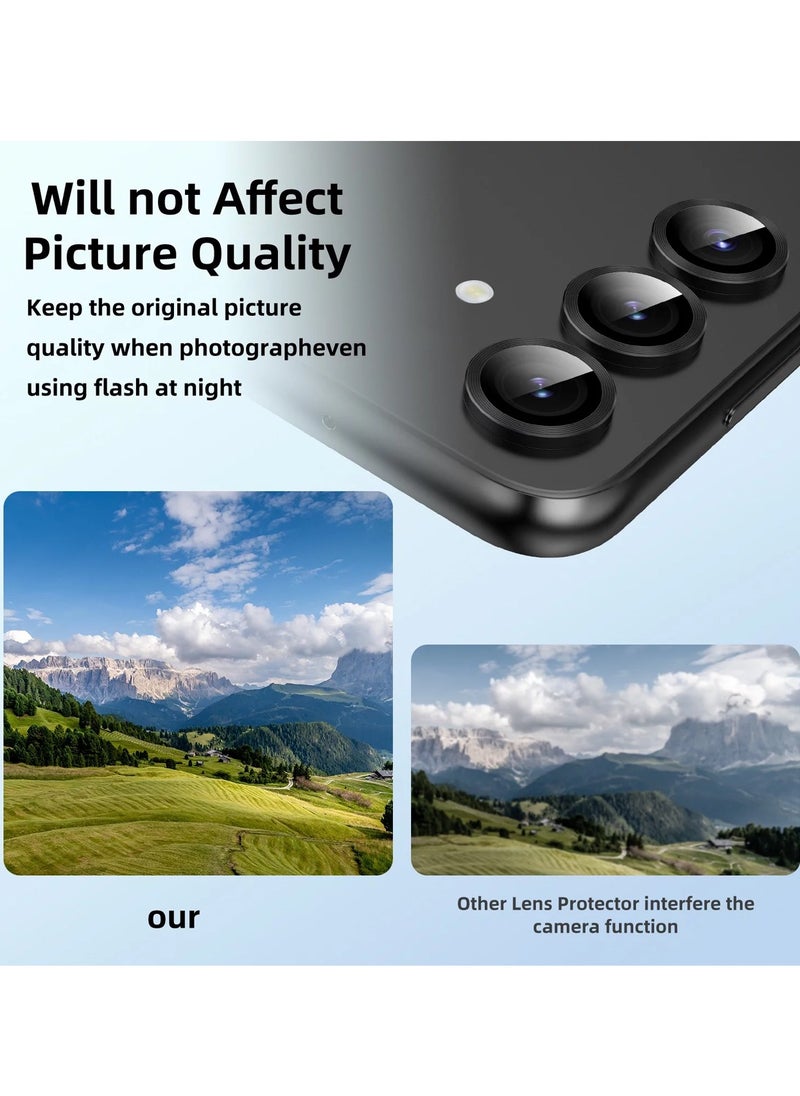 Wtech - Samsung Galaxy S24 FE 5G 2024 Premium Alloy Ring Camera Lens Tempered Glass Protector Shield (MLGITR)  - Black - Image 1