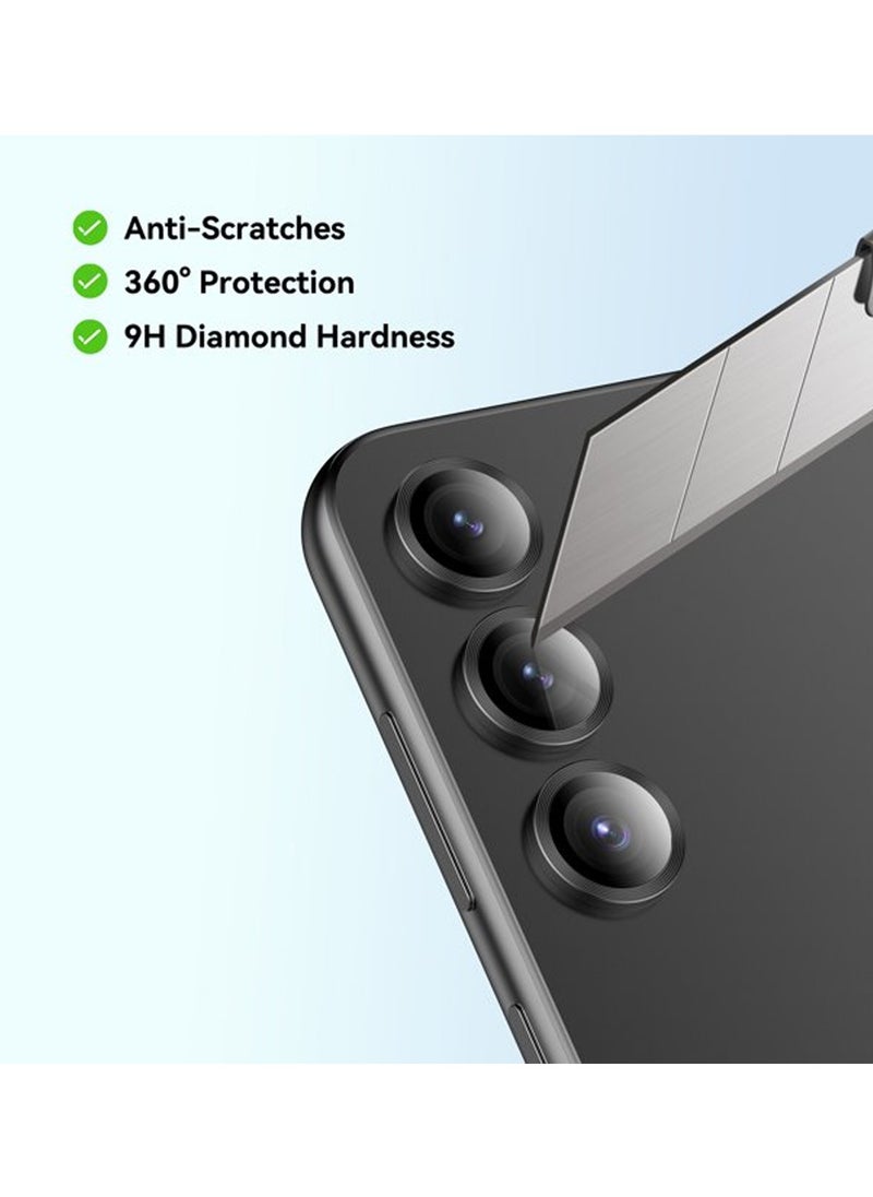 Wtech - Samsung Galaxy S24 FE 5G 2024 Premium Alloy Ring Camera Lens Tempered Glass Protector Shield (MLGITR)  - Black - Image 1