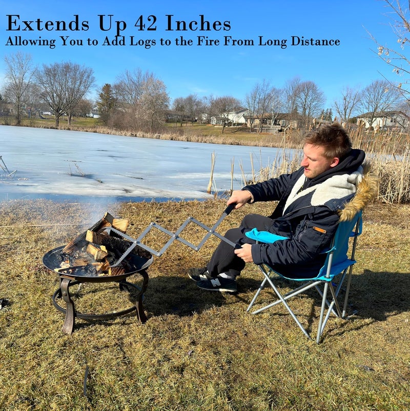 CKLT Fire Tongs Stainless Steel, 42in Heavy Duty Accordion Style Firewood Tongs Log Grabber for Fire Pit, Fireplace Campfire Bonfire, Fire Pit Tool Outdoor Camping Wood Stove Use - Image 3