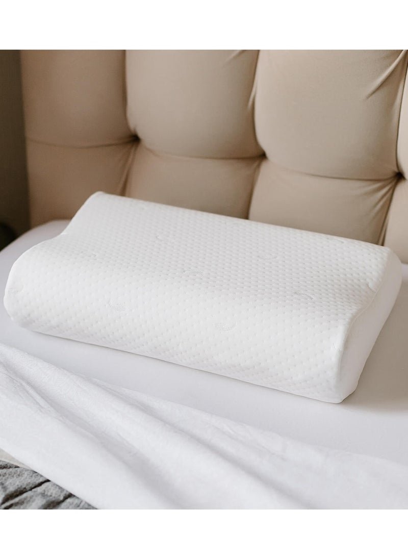ARINA - The Memory Contour pillow for children is 48 × 26 × 6-8.8cm, made of high quality and hypoallergenic memory foam. - Image 1