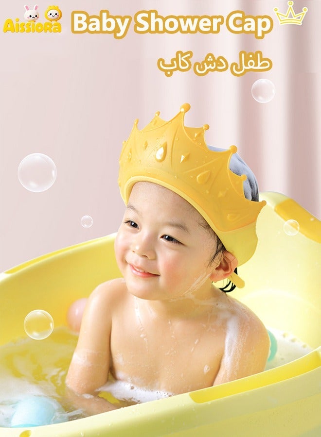 Aissiora Baby shower cap, adjustable silicone shower cap, waterproof shampoo cap, ear protection shampoo cap, cute crown shape, suitable for children - Image 1