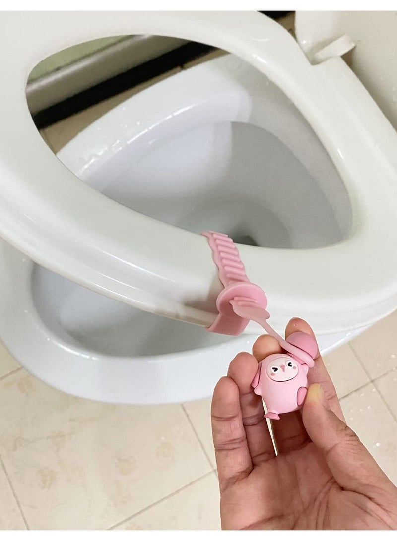 Toilet Lid Lifter Set 2 Pcs Cover Handle & Seat Lifter  Avoid Direct Contact With The - Portable For Home Office Hotel (Pink) - Image 2