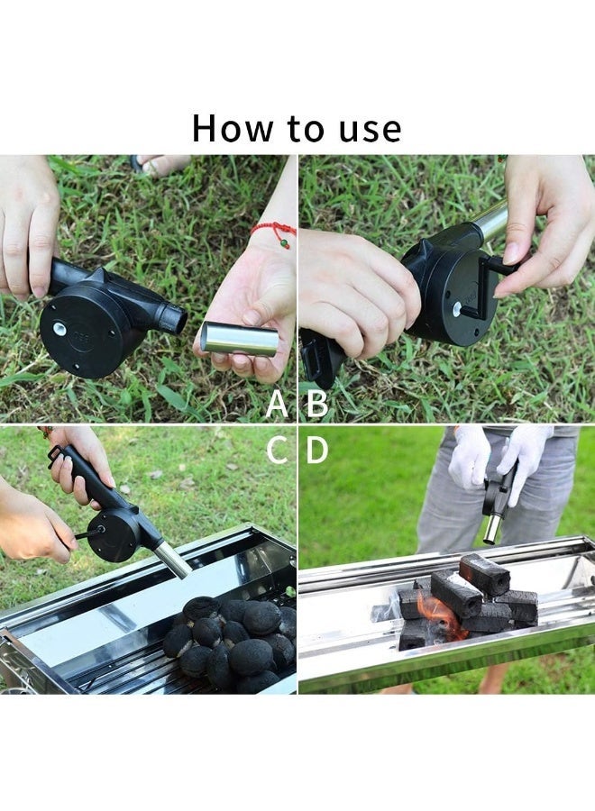 ECVV Manual Fan Air Blower, Outdoor Picnic Camping Cooking Hand Crank Powered BBQ Fan Air Blower Fast Fire Starter for Charcoal Grills, Tailgating, Campfires, Fire Pits, Fireplaces, Wood Stoves Black - Image 5