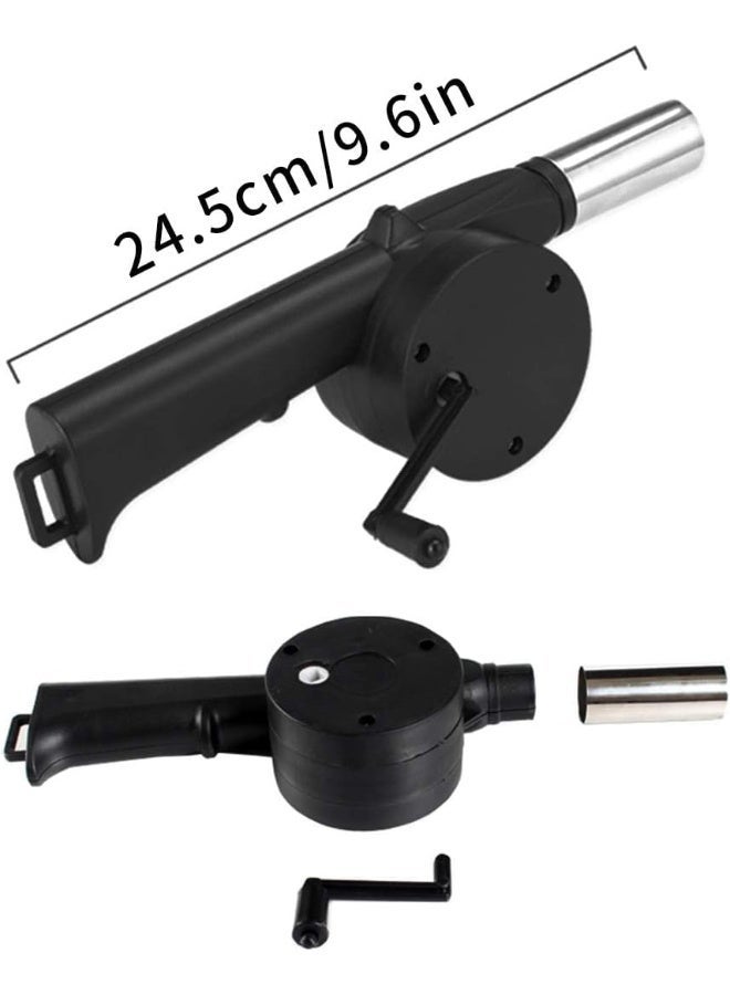 ECVV Manual Fan Air Blower, Outdoor Picnic Camping Cooking Hand Crank Powered BBQ Fan Air Blower Fast Fire Starter for Charcoal Grills, Tailgating, Campfires, Fire Pits, Fireplaces, Wood Stoves Black - Image 1