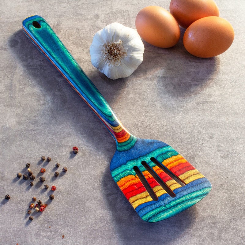 Totally Bamboo Baltique Montego Bay Collection 12-1/2"" Wooden Slotted Spatula  Safe for Nonstick - Image 2