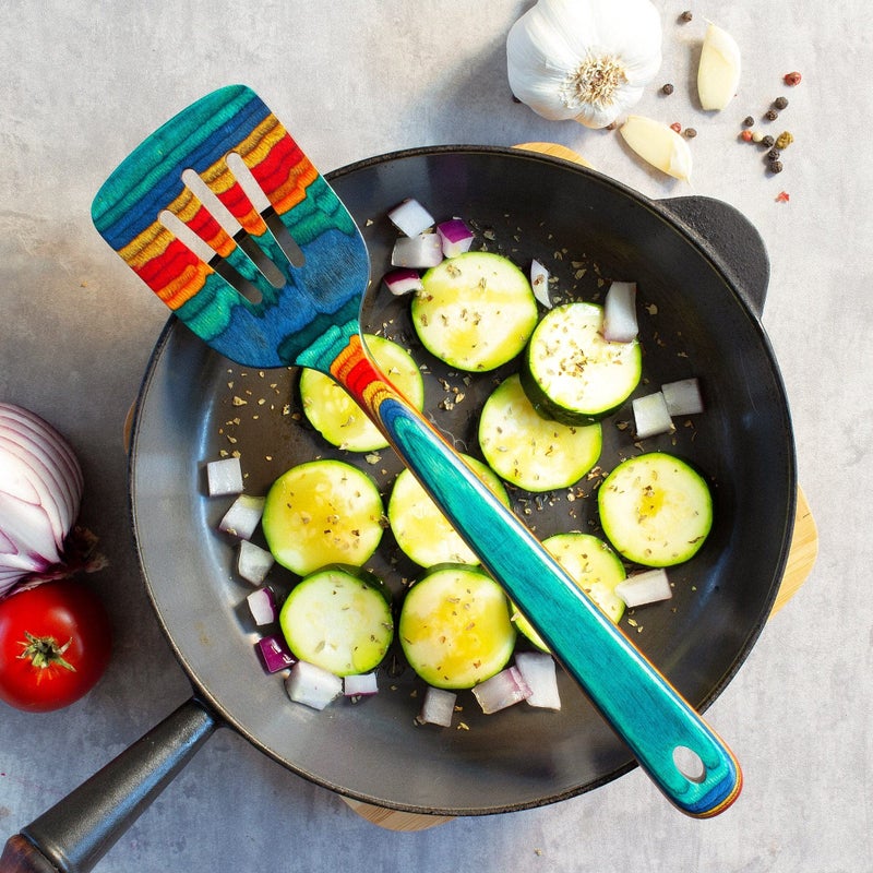 Totally Bamboo Baltique Montego Bay Collection 12-1/2"" Wooden Slotted Spatula  Safe for Nonstick - Image 3