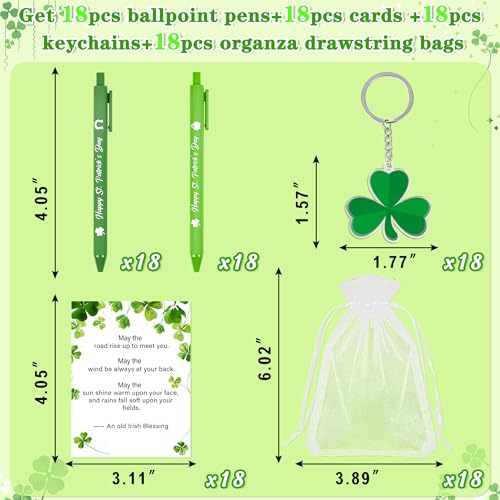 luck sea 18Sets St.Patrick's Day Gifts Bulk for Adults, Saint Patricks Green Ballpoint Pens Shamrock Keychain Accessories Irish Blessing Cards Goodie Bag Fillers for Office Birthday Party Favors Supplies - Image 3