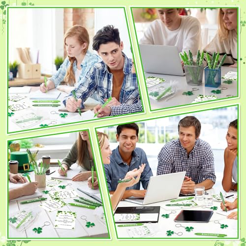 luck sea 18Sets St.Patrick's Day Gifts Bulk for Adults, Saint Patricks Green Ballpoint Pens Shamrock Keychain Accessories Irish Blessing Cards Goodie Bag Fillers for Office Birthday Party Favors Supplies - Image 2