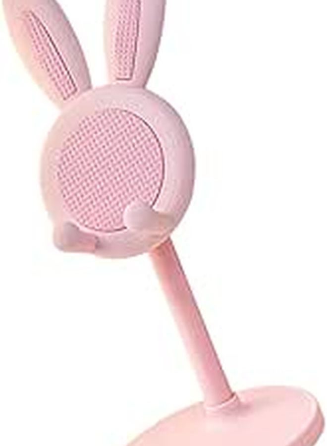 Adjustable Bunny Phone Stand Desktop Holder Telescopic Bracket Pink Rabbit Design - Image 1
