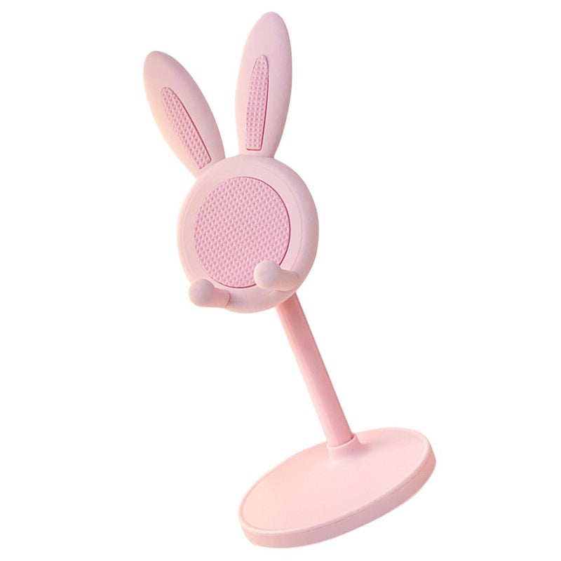 Adjustable Bunny Phone Stand Desktop Holder Telescopic Bracket Pink Rabbit Design - Image 2