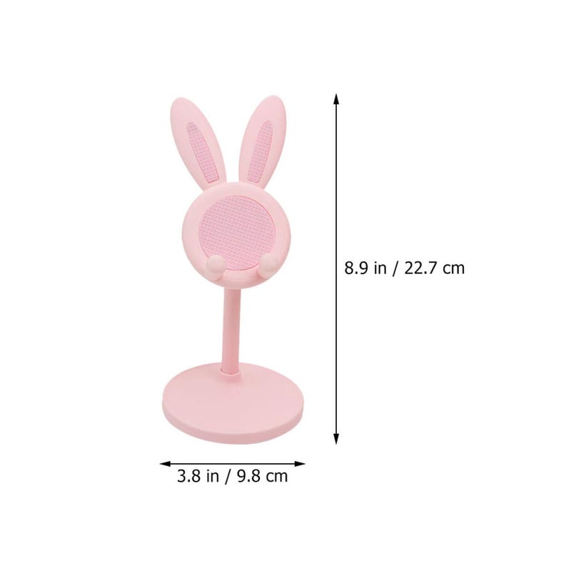 Adjustable Bunny Phone Stand Desktop Holder Telescopic Bracket Pink Rabbit Design - Image 3