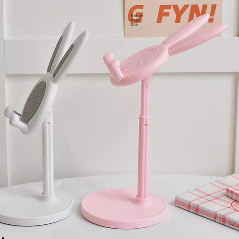 Adjustable Bunny Phone Stand Desktop Holder Telescopic Bracket Pink Rabbit Design - Image 5
