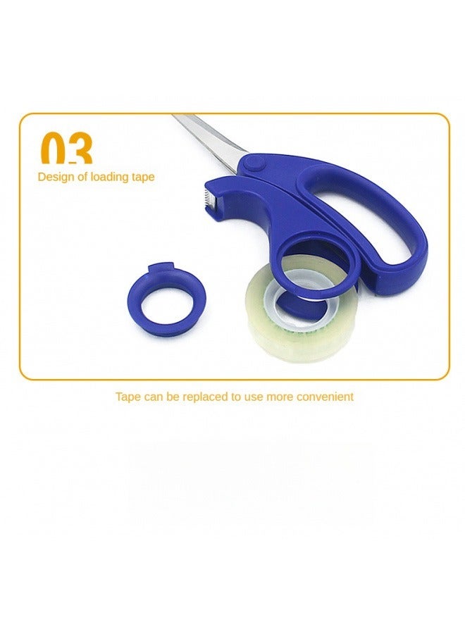 Scissors & Integrated Transparent Tape Dispenser Cutter,Desktop Tape Dispenser for Gift Wrapping ,Office/Home/School Use (Includes 5 Rolls of Tape) - Image 5