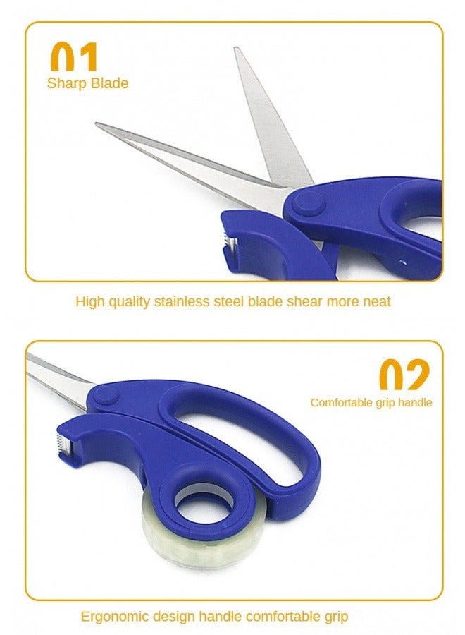 Scissors & Integrated Transparent Tape Dispenser Cutter,Desktop Tape Dispenser for Gift Wrapping ,Office/Home/School Use (Includes 5 Rolls of Tape) - Image 4