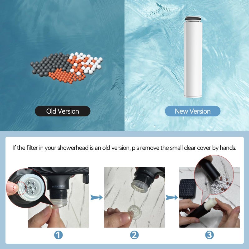 MakeFit Shower Head Filter for Handheld Shower Head, 2 Pack Replacement Water Softener Filters for Hard Water - Remove Chlorine and Harmful Substances to Protect Your Skin & Hair - For Model S6526 - Image 4