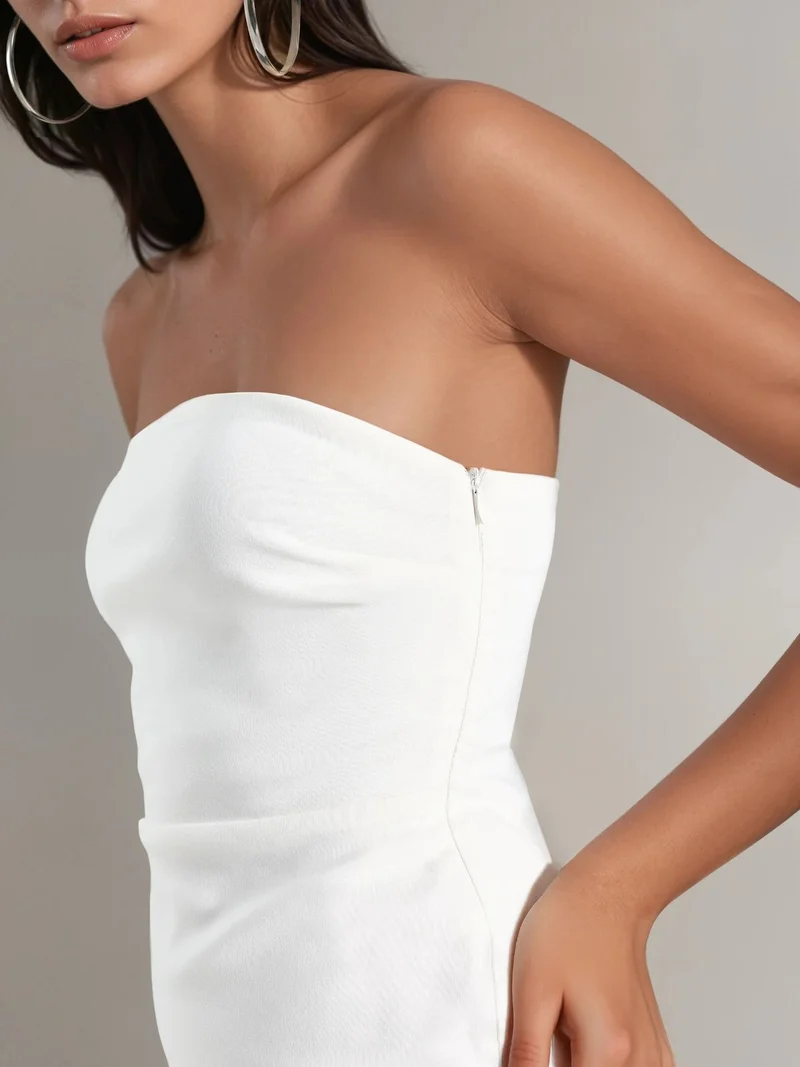 HICCUP Dusty White Strapless Mini Dress for Women | Best Price UAE