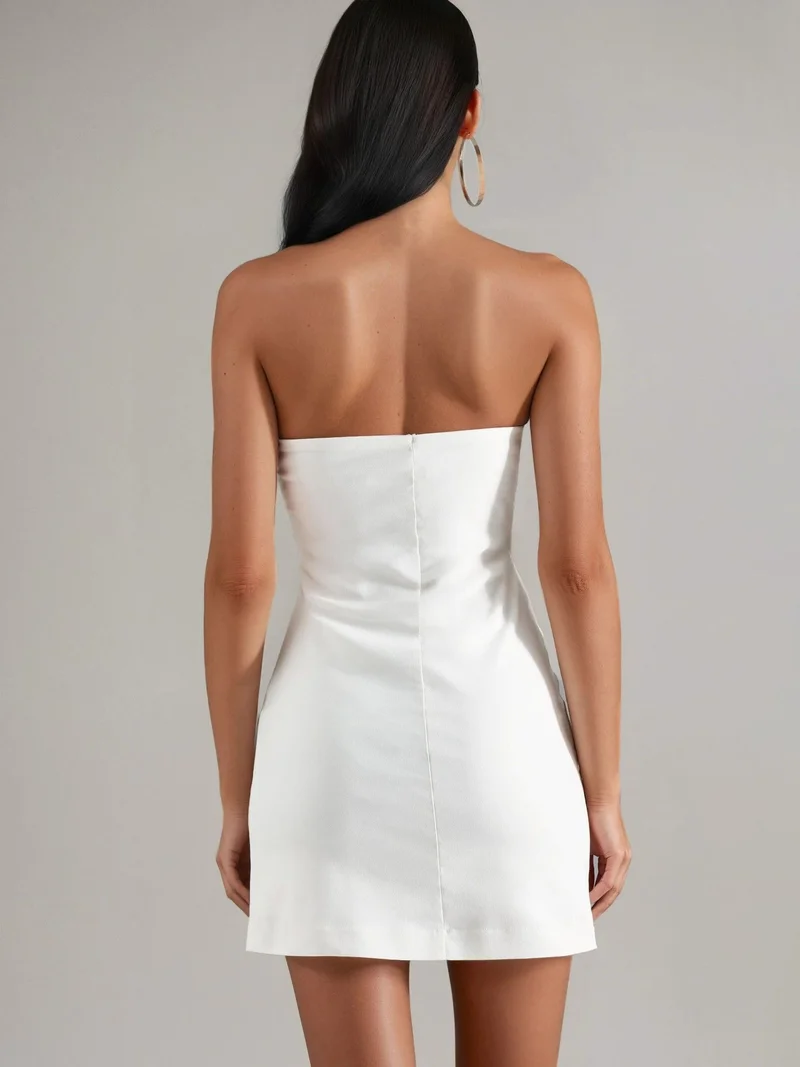 HICCUP Dusty White Strapless Mini Dress for Women | Best Price UAE