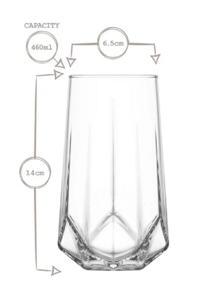 LAV 3 Pieces Valeria Long Drink Tumbler Set 460 Ml - Clear - Image 2