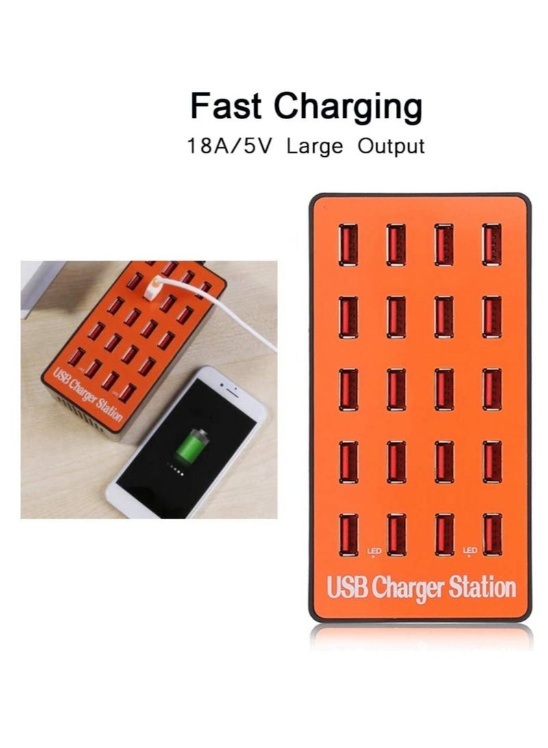 Gravity Portable 20 Ports USB Hub,Fast Heat Dissipation Safe Charging USB Charging Station 18A/5V Large Output,70% Working Efficiency,for MP3/MP4/Phone/Android/Tablet PC(UK 250 V) - Image 4