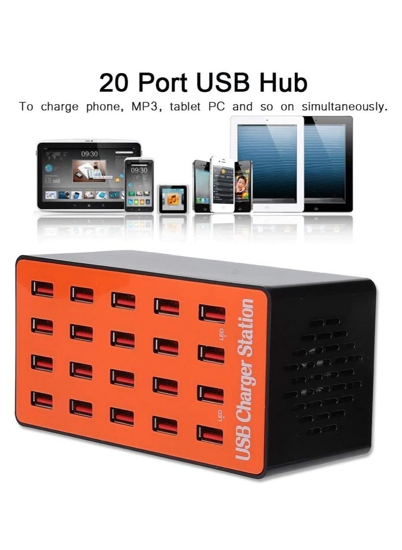 Gravity Portable 20 Ports USB Hub,Fast Heat Dissipation Safe Charging USB Charging Station 18A/5V Large Output,70% Working Efficiency,for MP3/MP4/Phone/Android/Tablet PC(UK 250 V) - Image 2