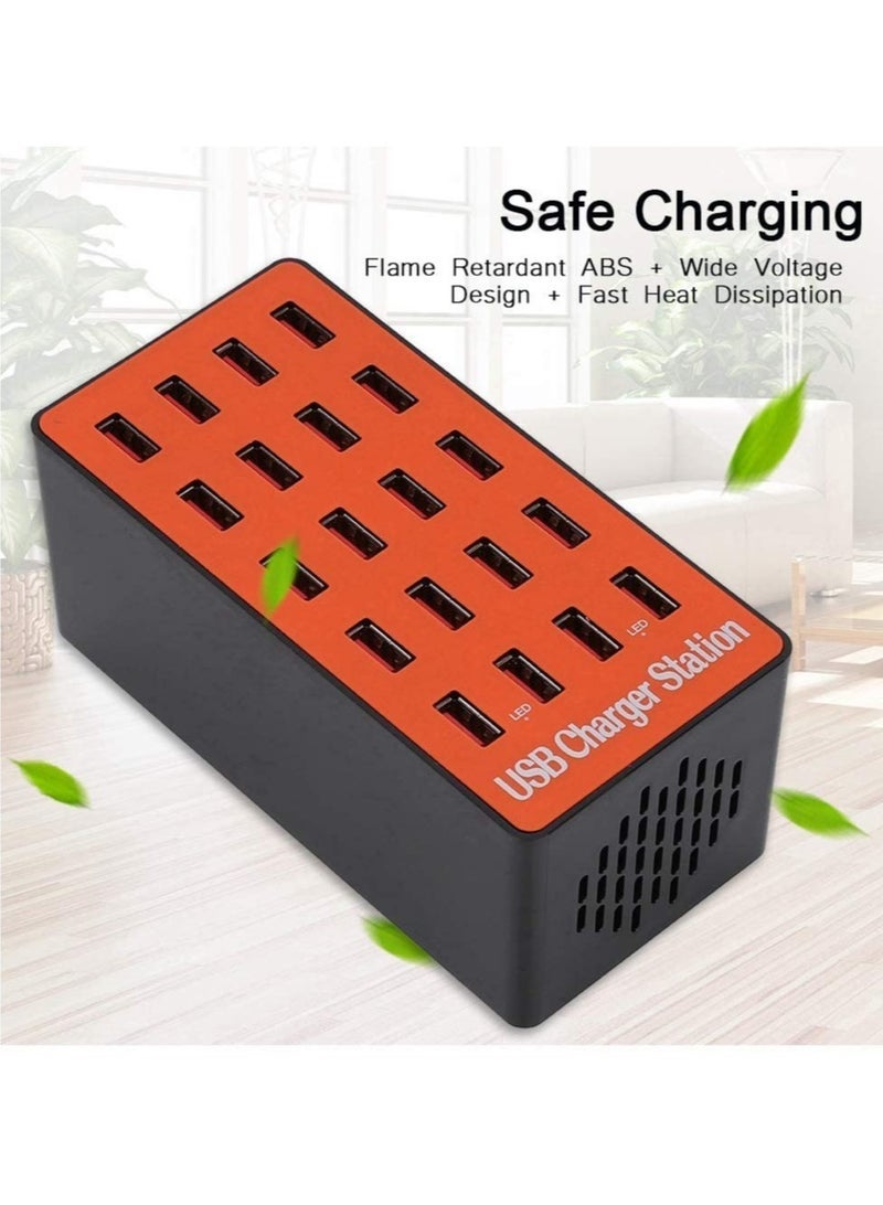 Gravity Portable 20 Ports USB Hub,Fast Heat Dissipation Safe Charging USB Charging Station 18A/5V Large Output,70% Working Efficiency,for MP3/MP4/Phone/Android/Tablet PC(UK 250 V) - Image 3
