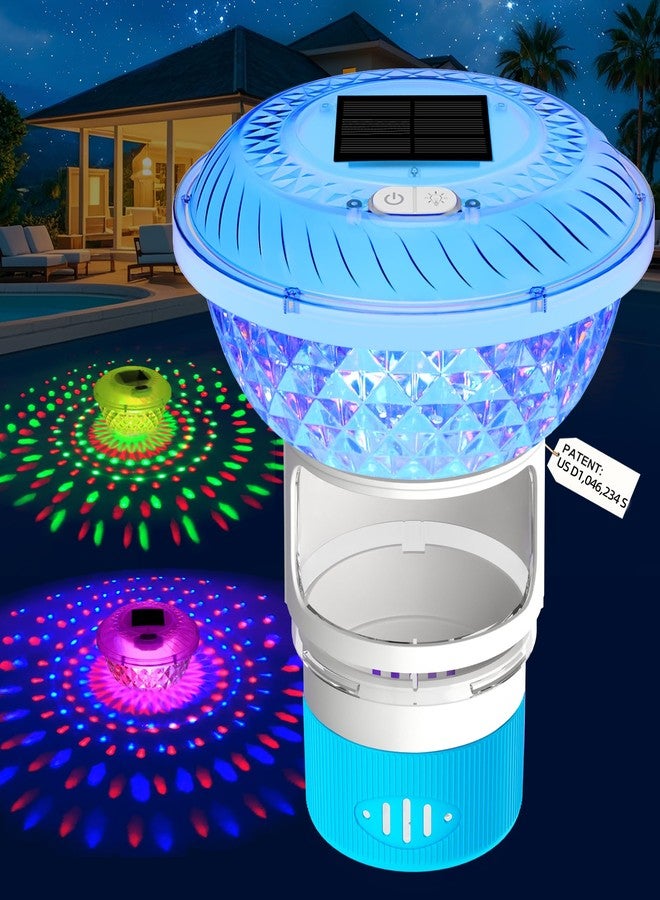 FineBud Solar Pool Chlorine Floater, Chlorine Floater with Colorful Lights, Button Control Floating Pool Chlorine Dispenser for Hot Tub - Image 1