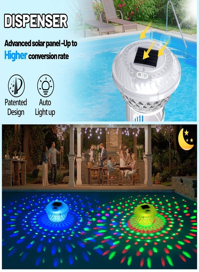 FineBud Solar Pool Chlorine Floater, Chlorine Floater with Colorful Lights, Button Control Floating Pool Chlorine Dispenser for Hot Tub - Image 2